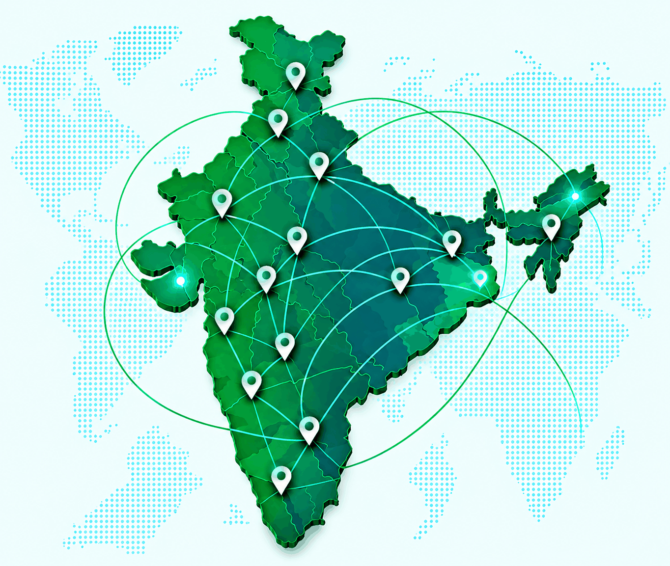 India Digital Operations & Delivery Hubs Network Map